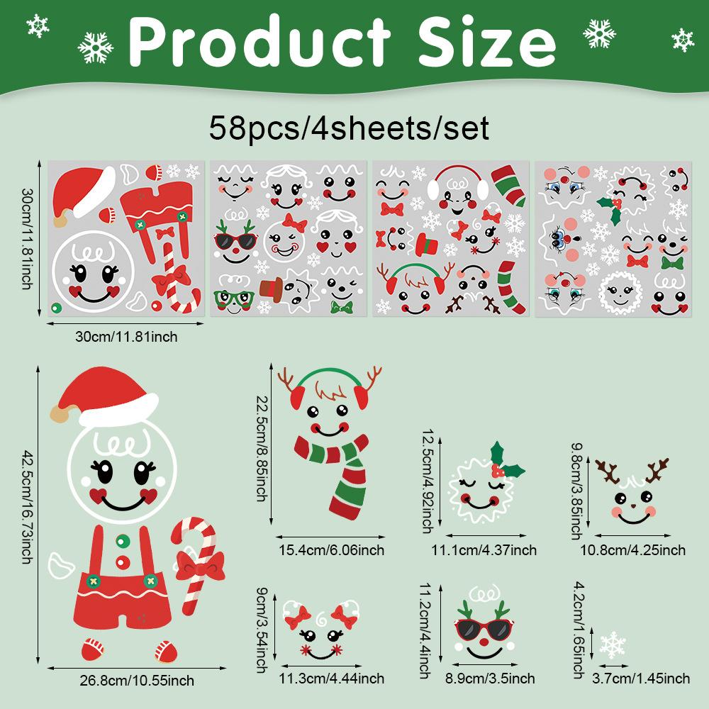 Wall Sticker Christmas Wall Sticker Emoji Sticker Cute Cartoon Snowman Refrigerator Sticker Window Sticker Cup Sticker Wallpaper