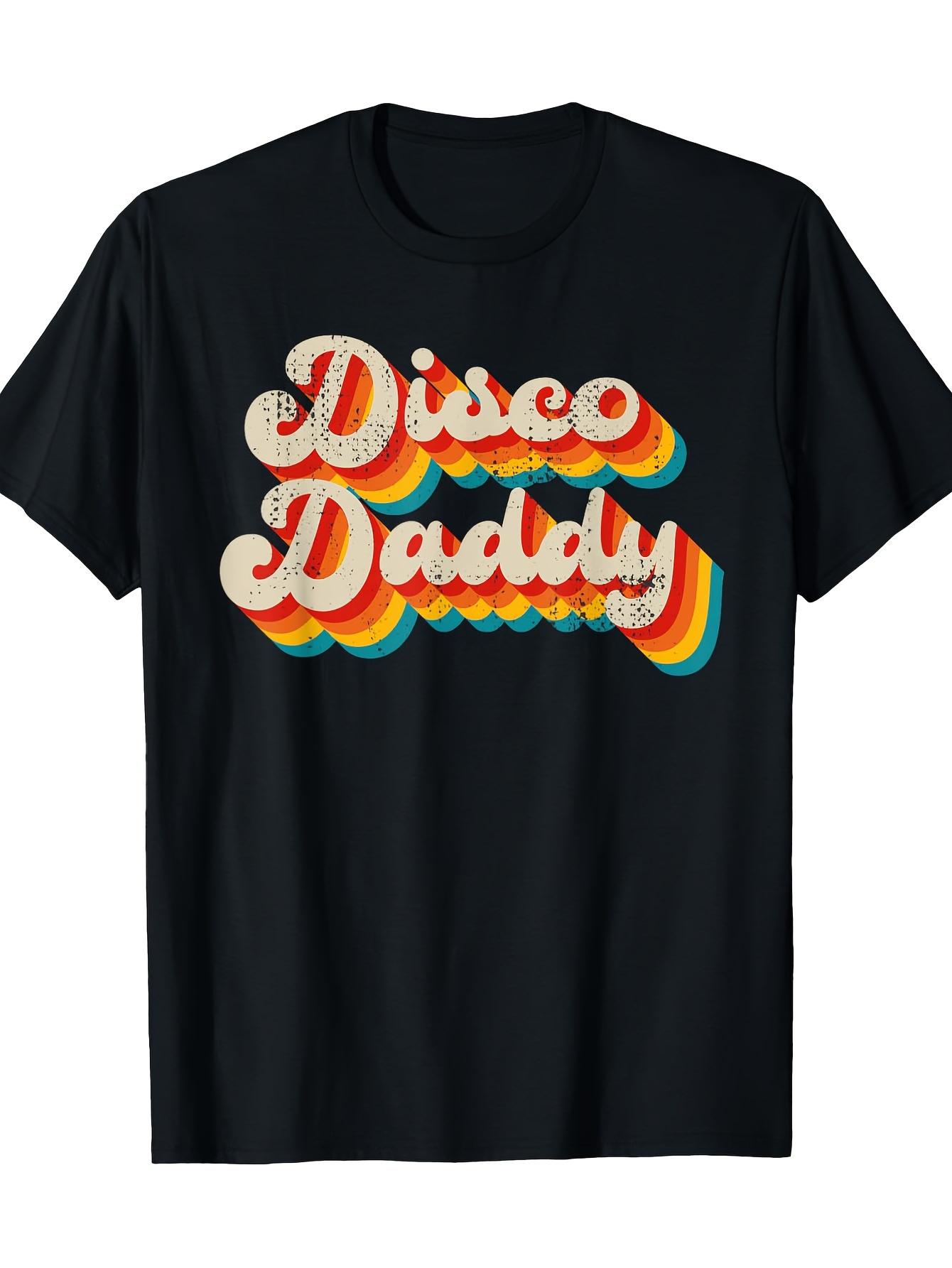 

Mens 70s Retro Disco Dad Graphic TShirt Vintage Rainbow Gradient Print Short Sleeve Tee Regular Fit Summer Top for Parties S