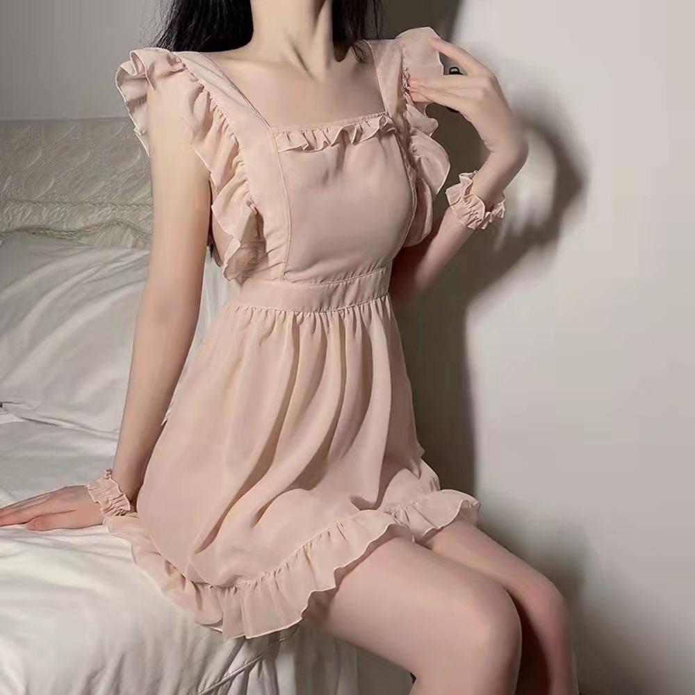 Sexy Lingerie Plus Size Seduction Chiffon Pajamas Maid Dress Passion Perspective Free Suit Uniform Woman