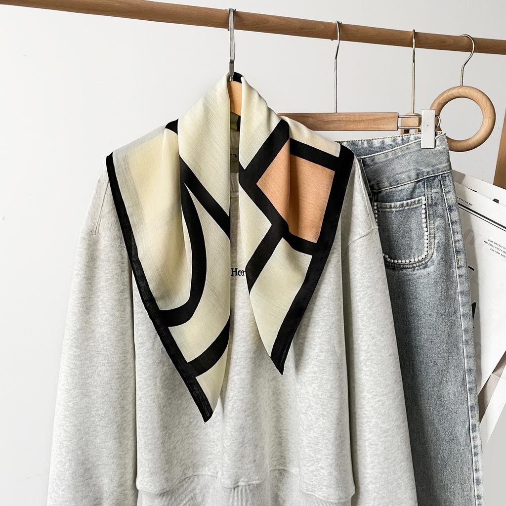 Spring And Summer Satin Long Scarf For Women Sunscreen Shawl Fashionable Beauty Scene Satin Long Scarf Versatile Travel Scarf