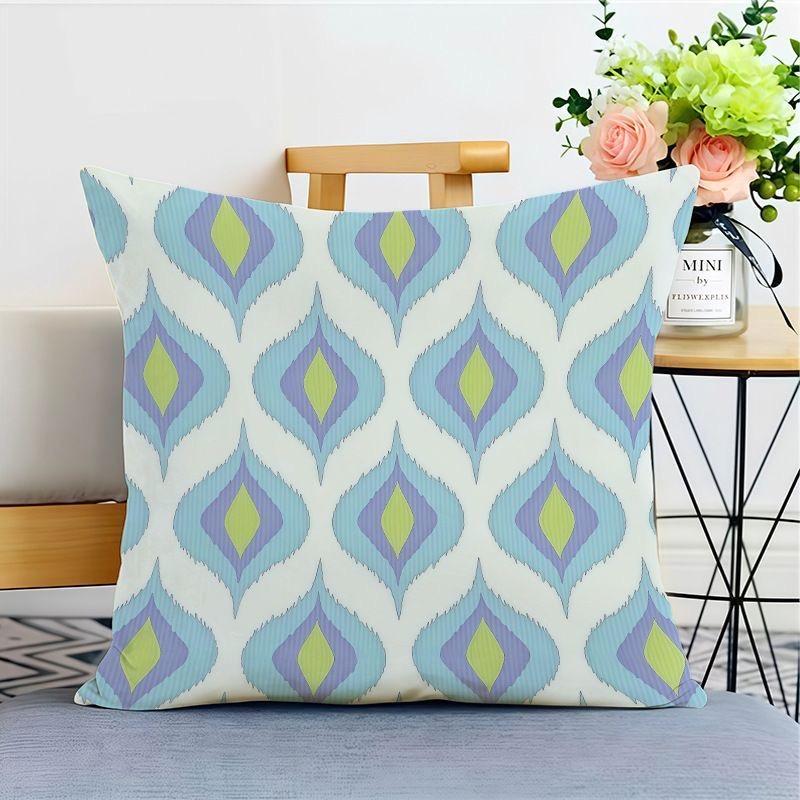 Purple Pattern Pillow Cover Plant Geometric Sofa Living Room Cushion Cover Bedside Square Pillowcase Removable and Washable
