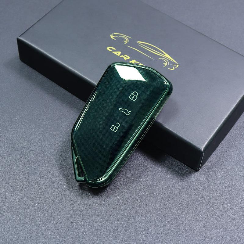 

Чохол для ключа Volkswagen Golf 8 для моделей восьмого покоління та Teramont X, ID.4X, ID.6X - Чохол-накладка для жінок прозорий/зелений