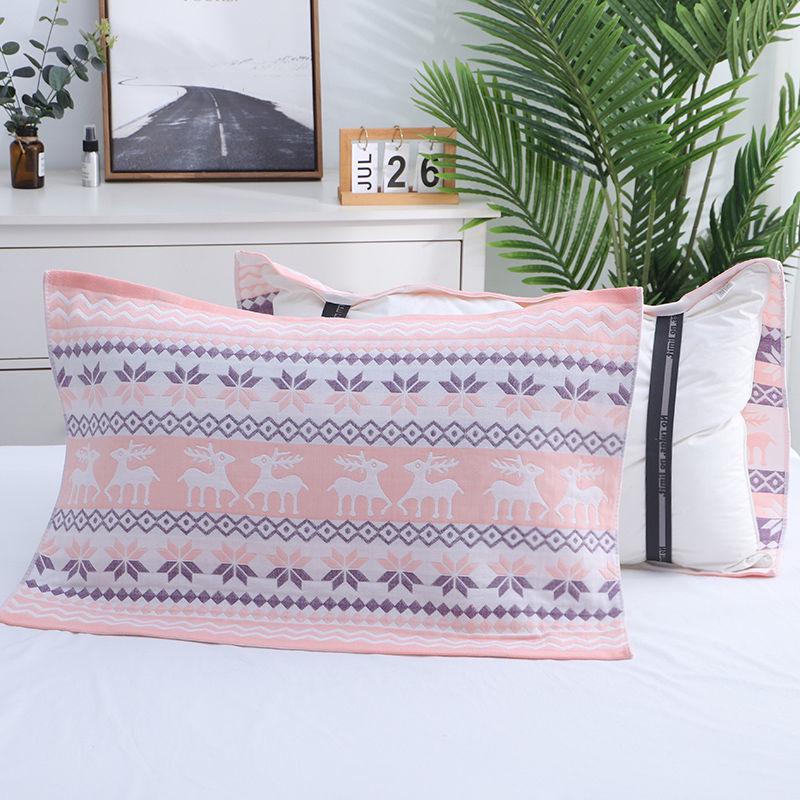 Yiwenwo Non-Slip Extra Large Cotton Gauze Pillowcase with Fixed Straps for Students & Adults