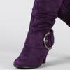 Autumn Winter Mid-calf Boots Women Fashion Grey Red Black Flock Boot Ladies Buckle High Heels Footwear Party Shoes for Girls