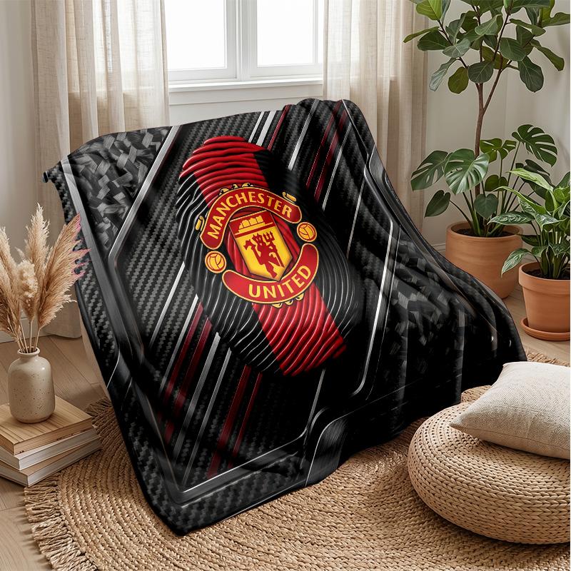Manchester United Theme Blanket Soft Flannel Blanket Plush Throw Blanket Cozy Sofa Bed Blanket for Home Decor