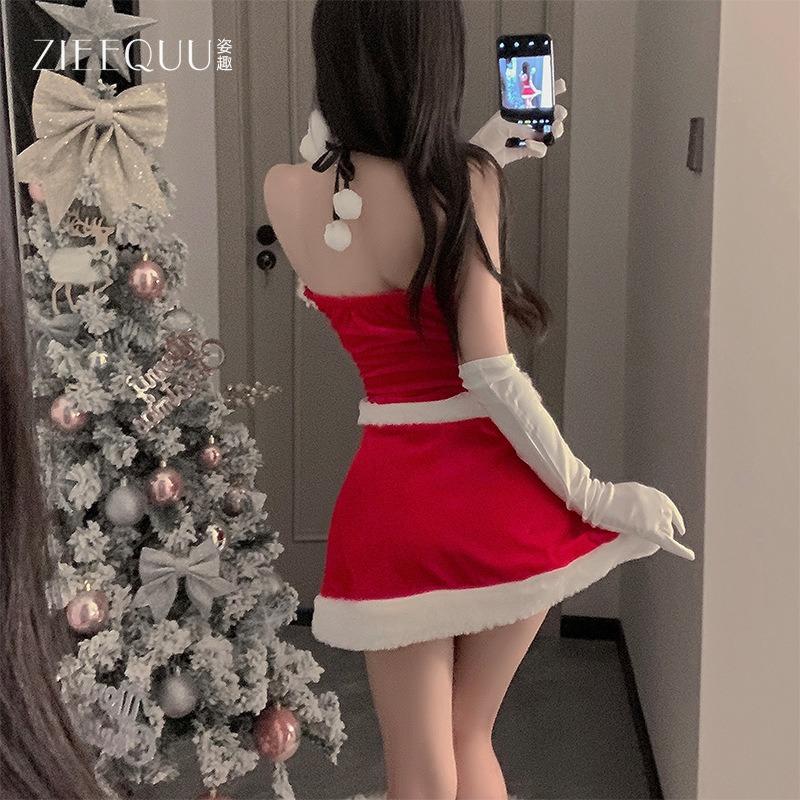 Christmas outfit cute plush sexy suspender lingerie slim uniform suit new robe