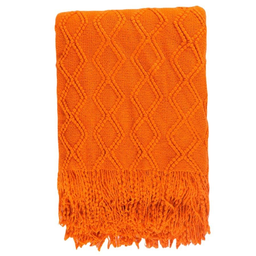 European-style autumn and winter blanket for nap, sample room bed tassel knitted blanket, thickened nap blanket for living room sofa and chair