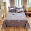 Geometric Grid Pattern Bed Sheet Set 3Pcs 100% Cotton Queen Size Bedding Set Skin-friendly Soft Bed Sheets with Pillowcases