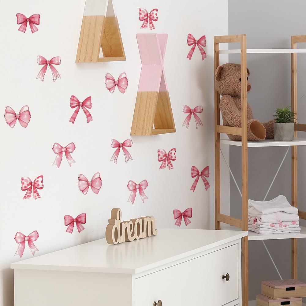 Cartoon Pink Bow Bedroom Living Room Home Wall Background Beautification Decoration Wall Stickers