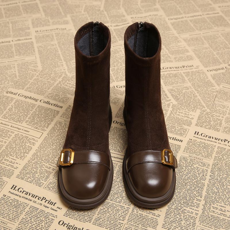 Martin boots children's autumn and winter new short boots women's thick-soled thin boots spring and autumn height-increasing single boots