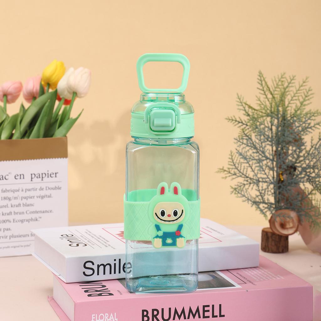 Water Bottle Hot Silicone Square Cup High Value Large Capacity Children's Cartoon Portable Water Cup Outdoor Straw Plastic Cup
