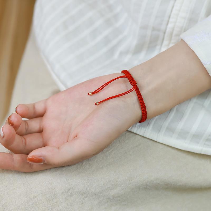 Women's Benmingnian Red String Bracelet with Strawberry Crystal - Handmade Woven Jewelry
