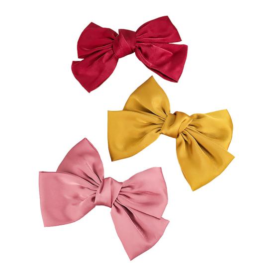 Sweet Women Girls Solid Color Large Bowknot Hairpin Hair Clip Headwear Accessory