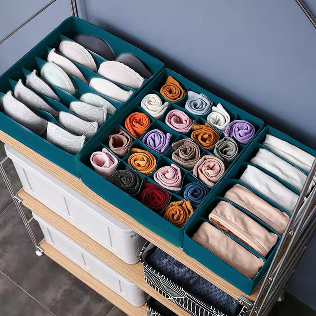 Morandi Fabric Underwear Storage Box - 3-in-1 Organizer for Bras, Socks, and More