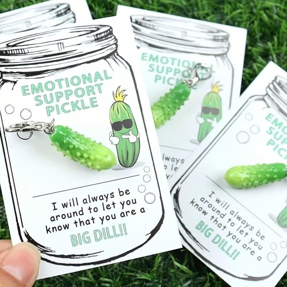 Resin Emotional Pickle Keychain Green Simulated Fruit Key Ring Mini Cucumber Pendant Personalized