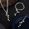 3 Pack Italian Silver Chain Necklace For Ladies, Long Five-Line Chain Frosted Smooth Beads Line Necklace Link Chain Bracelet Fro
