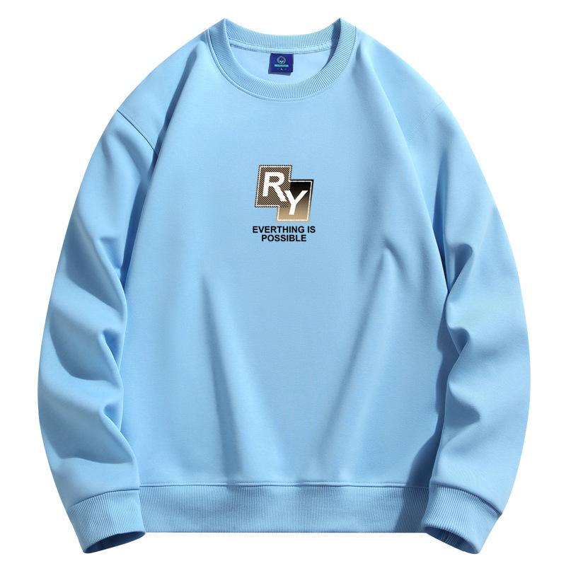 Мужская толстовка с круглым вырезом и узором RY, модная повседневная толстовка с длинным рукавом большого размера