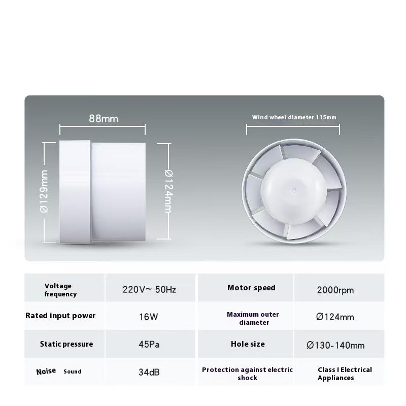 4/5 inch 220V EU Silent Ventilation Air Vents Ventilator Extractor Exhausted Extractor Fan Ventilator Bathroom Kitchen Washroom