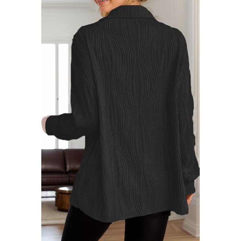 Women's Autumn and Winter New Wave Texture Loose Fashion Shirt Top