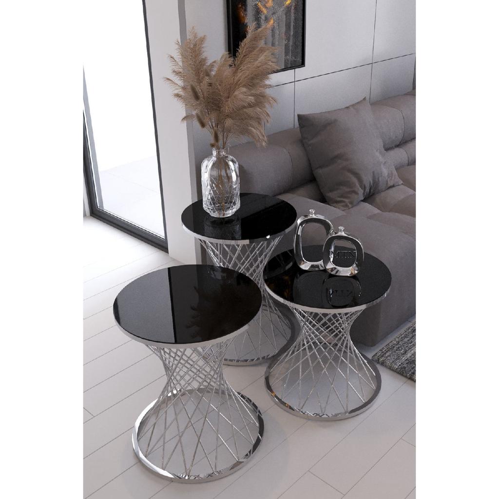 Wicker Wire Coffee Table Silver Leg Smoked Mirror