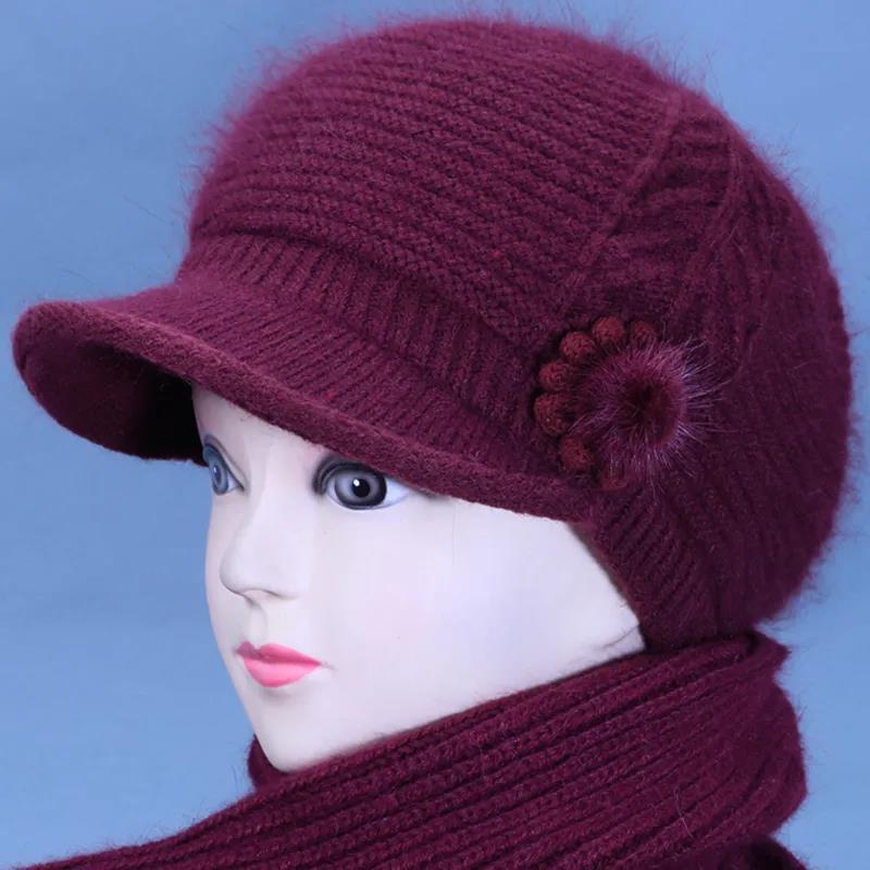 Hut Damen Winter Wärme und Dicker Samt Alte Dame Kaninchen Wollmütze Mutter Hut