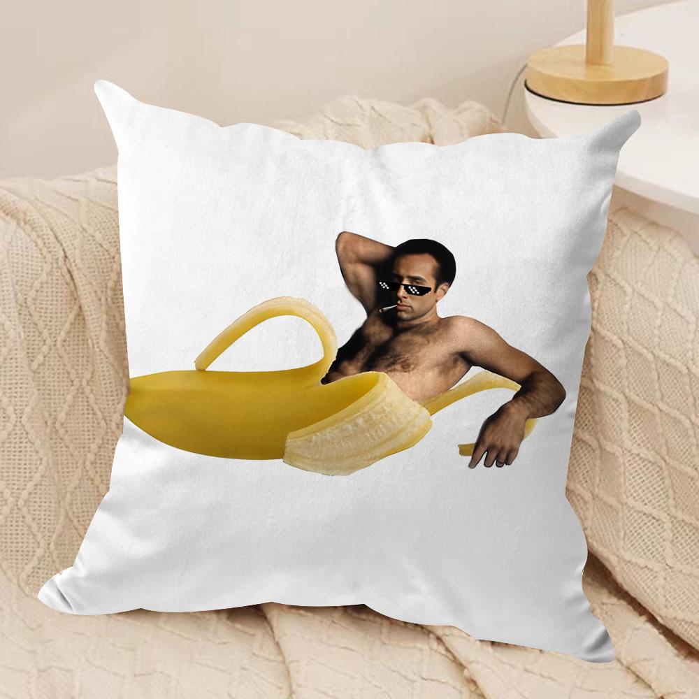 NNicolas Cage In A Banana Cushion Cover Silky Short Plush Invisible Zipper Dustproof Sofa Pillow Case for Home Decor