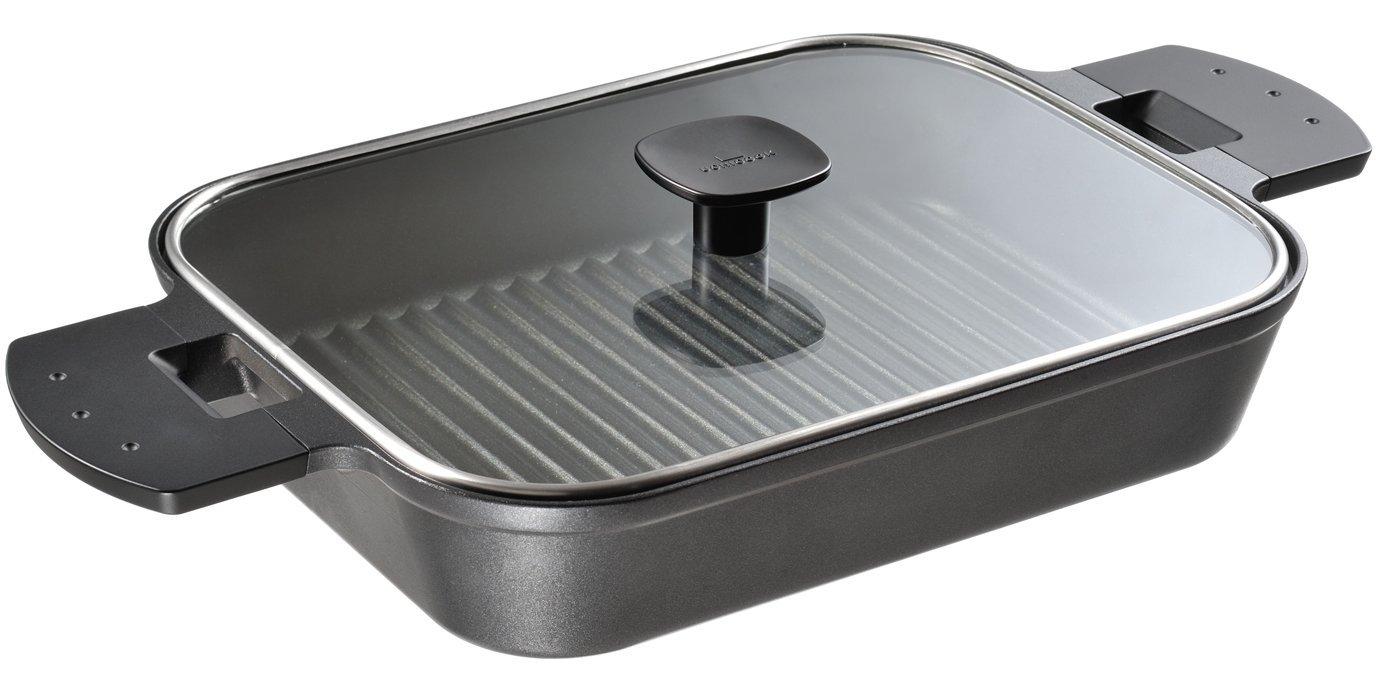 

Oaks Uchicook Grill Pan, Induction Compatible, Steam Grill, Glass Cover, Red, Made in Japan, UCS16RD