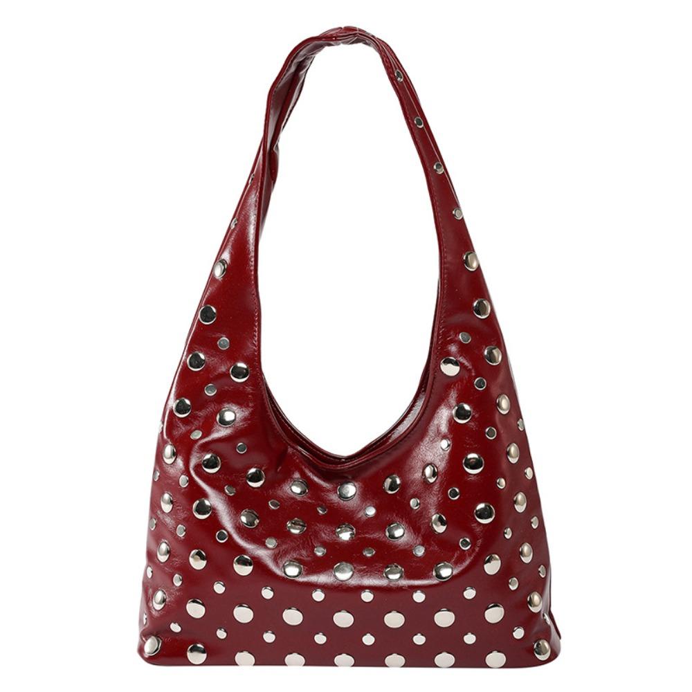 Spicy Girl Rivet Shoulder Bag Metal Stud Bucket Bag Casual Y2k Underarm Bag  Girl