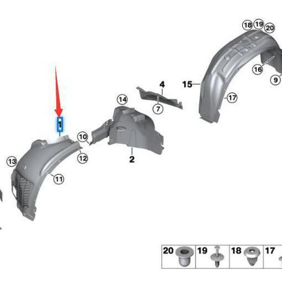 Front Wheel Liner for BMW X5 F15, Part Numbers 51717290853 and 51717290854