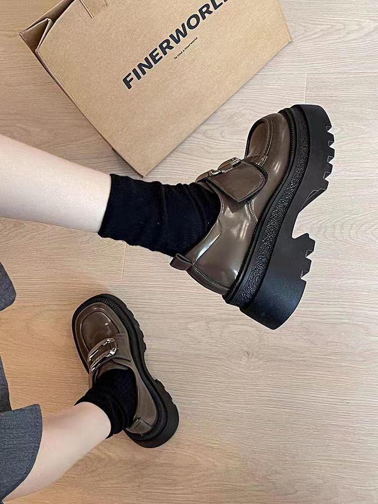 Platform Woman Pumps with Medium Heels Round Toe Black Japanese Style Lolita Shoes for Women Shoe Casual Chic and Elegant Spring