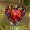 2D Flat Vibrant Acrylic Red Heart Decoration Sign, Stained Glass Style Design, Suitable for wall decoration, porch, room, villa, accents Home, Hallway
