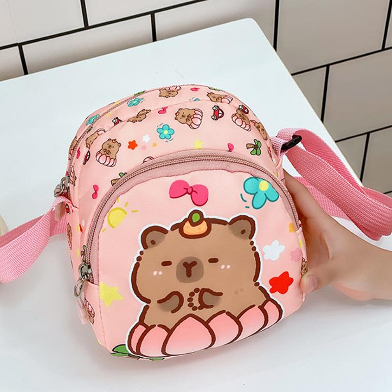 1 Piece Multifunctional Storage Bag Capybara Printed Crossbody Bag Cute Doll Portable Chest Bag Kawaii Kids Gift
