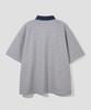 AGOD Contrast Denim Collar Stripe Half T-Shirt [Gray]