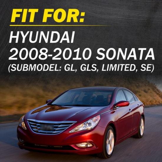 Interior Door Handle For 2008-2010 Hyundai Sonata Set of 2 Rear Black