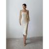 2024 Elegant Embroidered Spliced Hip Wrap Dress Sheath Dress