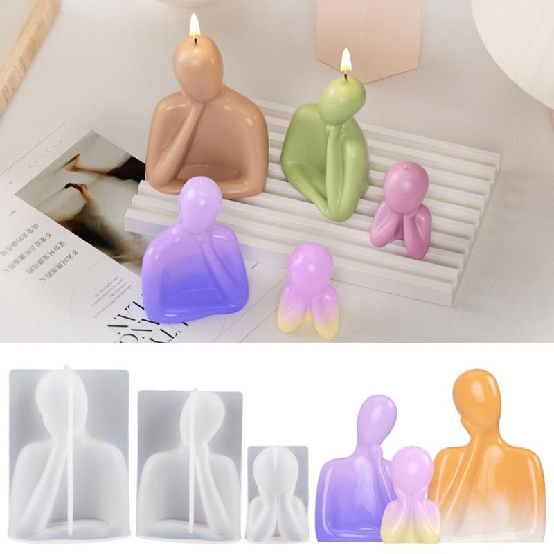Candle Moulds Figurine Crafts Moulds Hand-making Tools Support Cheek Human Shaped Non-stick Silicone Material for DIY