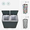 SONGMICS Double Rubbish Bin, 2 x 30 L Dual Compartment Kitchen Bin with 15 Rubbish Bags, Metal Pedal Bin with Plastic Inner Buckets and Lids