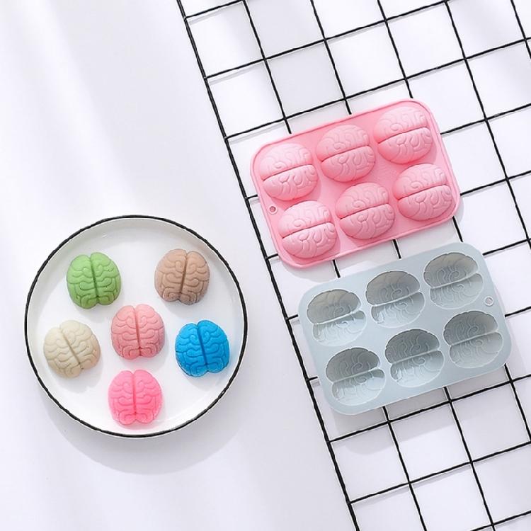 6 Cavity Brain-Shaped Silicone Mold Fondant Cake Border Moulds Chocolate Mould