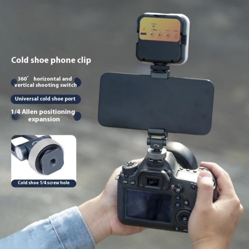 Smartphone Tripod Mount Clip Rotate Cellphone Mount Adapter for Phone Live Streaming Aluminum Phone Clip Holder