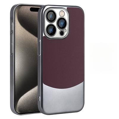 Apple 15ProMax Phone Case with Built-in Lens Film, Plain Leather Color Combination, Suitable for IPhone13/14, Anti-drop 12p Set