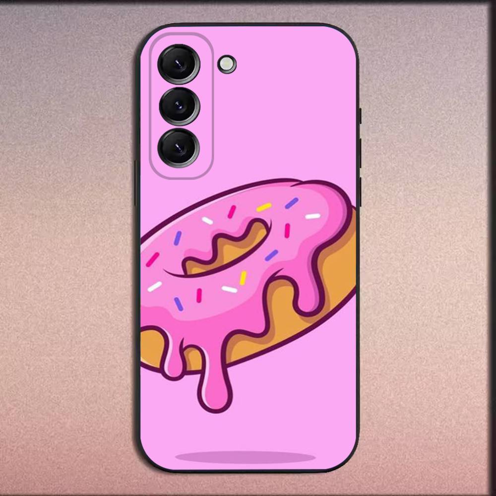 Coque de téléphone pour Samsung Galaxy A20, A21s, A22, A31, A32, A52, A53, A72, 73, A80, Housse noire souple, Donuts Desserts Snacks