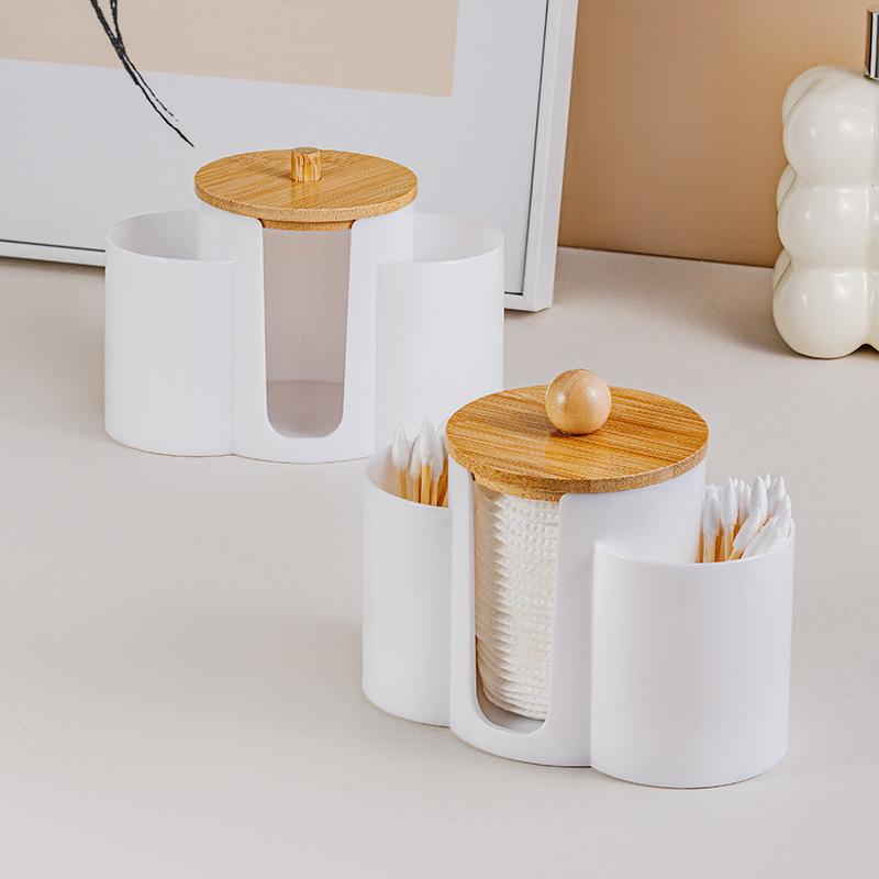 3-in-1 Makeup & Beauty Cotton Organizer Box for Cotton Pads, Swabs, Toothpicks, Dental Floss, Powder Puffs