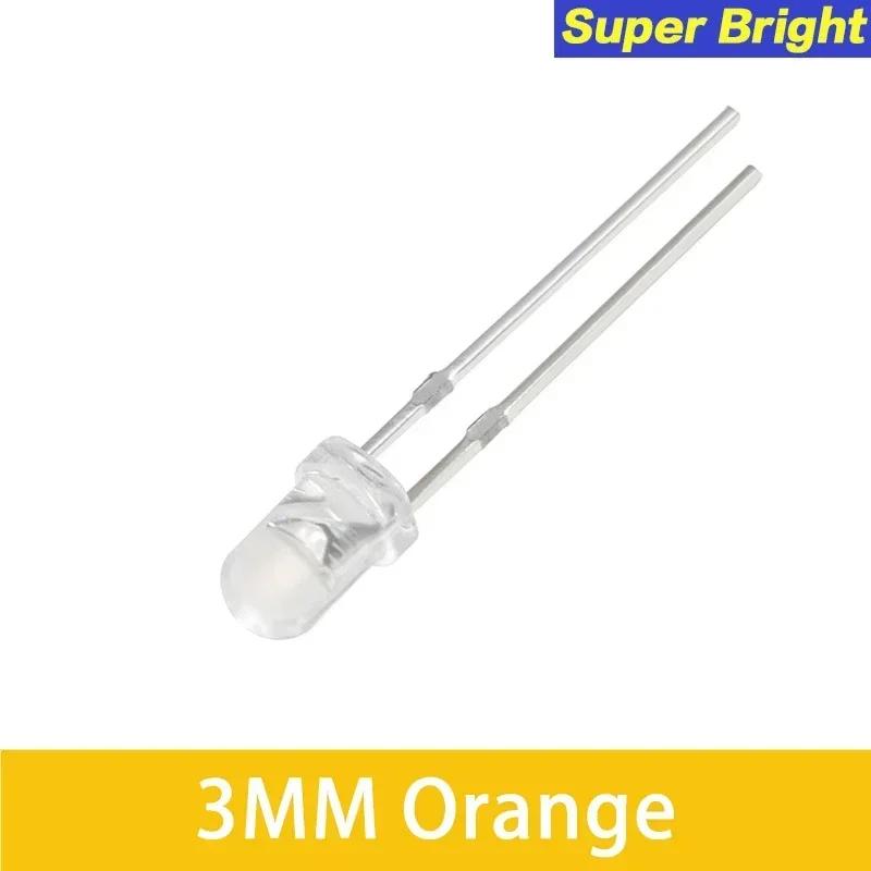 50PCS 3MM F3 LED Diode DIY Kit Ultra Bright Light Emitting Diode Transparent LED Lamp Orange Red Yellow Blue Green