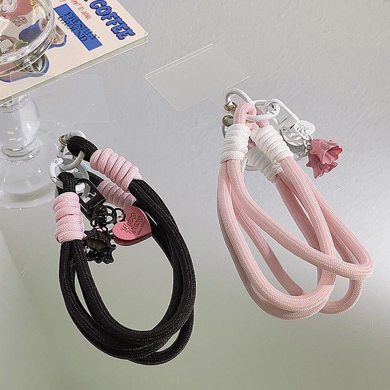 Șnur pentru Telefon Mobil Țesut Manual cu Pandantiv Fantomă Culoare Solidă Anti-Pierdere Bandă Scurtă de Mână Pandantiv Cordon Agățat