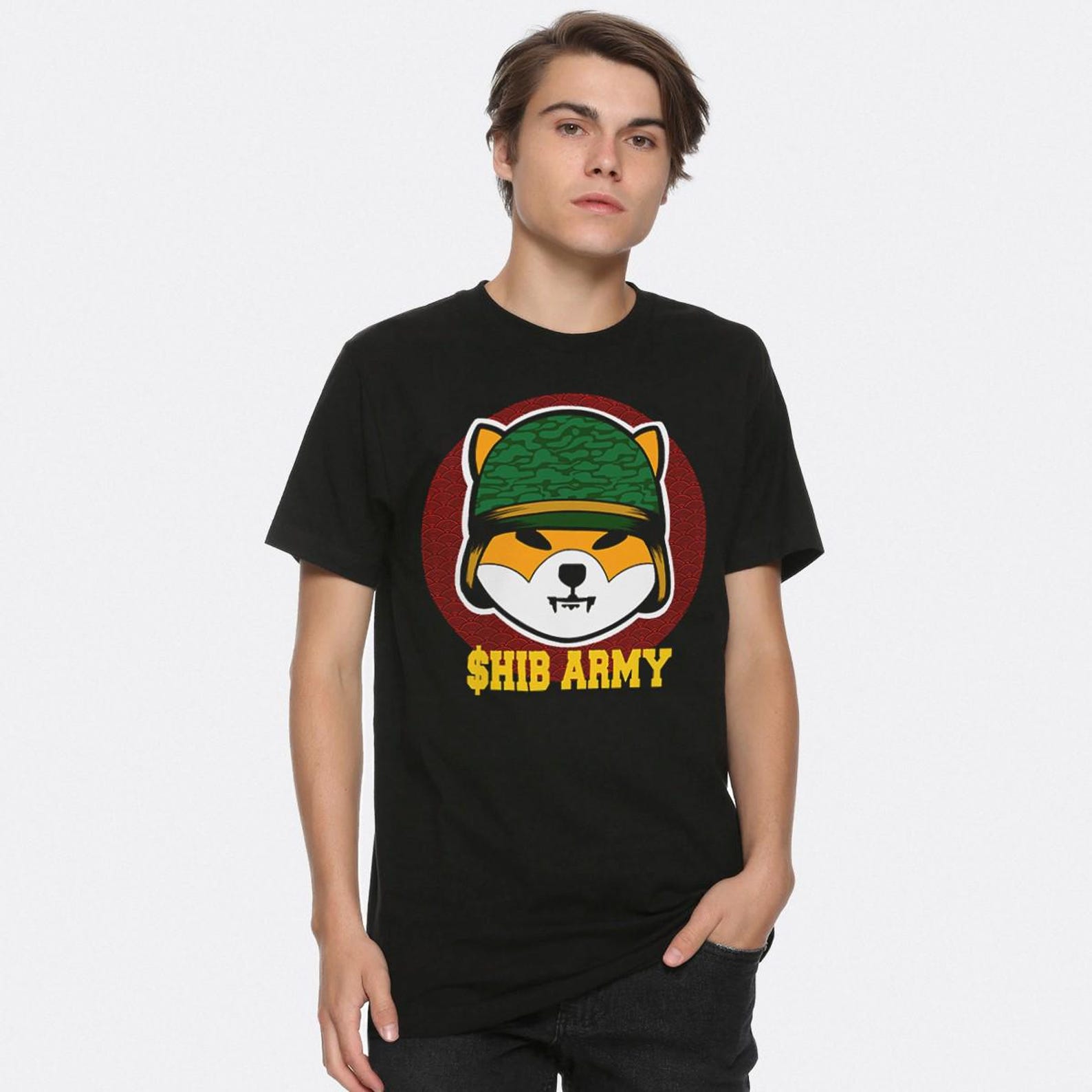 Shib Army T-Shirt, Dogecoin Shiba Inu Shirt, Men s and Women s Sizes (SHB-02395) S
