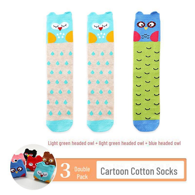 Kids' Cute Cartoon Knee-High Socks for Spring & Autumn - Mid-Tube, Long Pile Socks for Girls & Babies