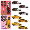 6 Pictures/pack of Sports Car Face Change Stickers Toy Puzzle Stickers Cartoon Make A Face Children Face Change Stickers