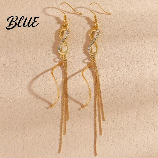 Long Earrings 1 Pair Women Infinity Symbol Tassel Drape Style