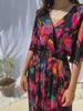 2023 Summer V-Neck Belted Print Long Dress