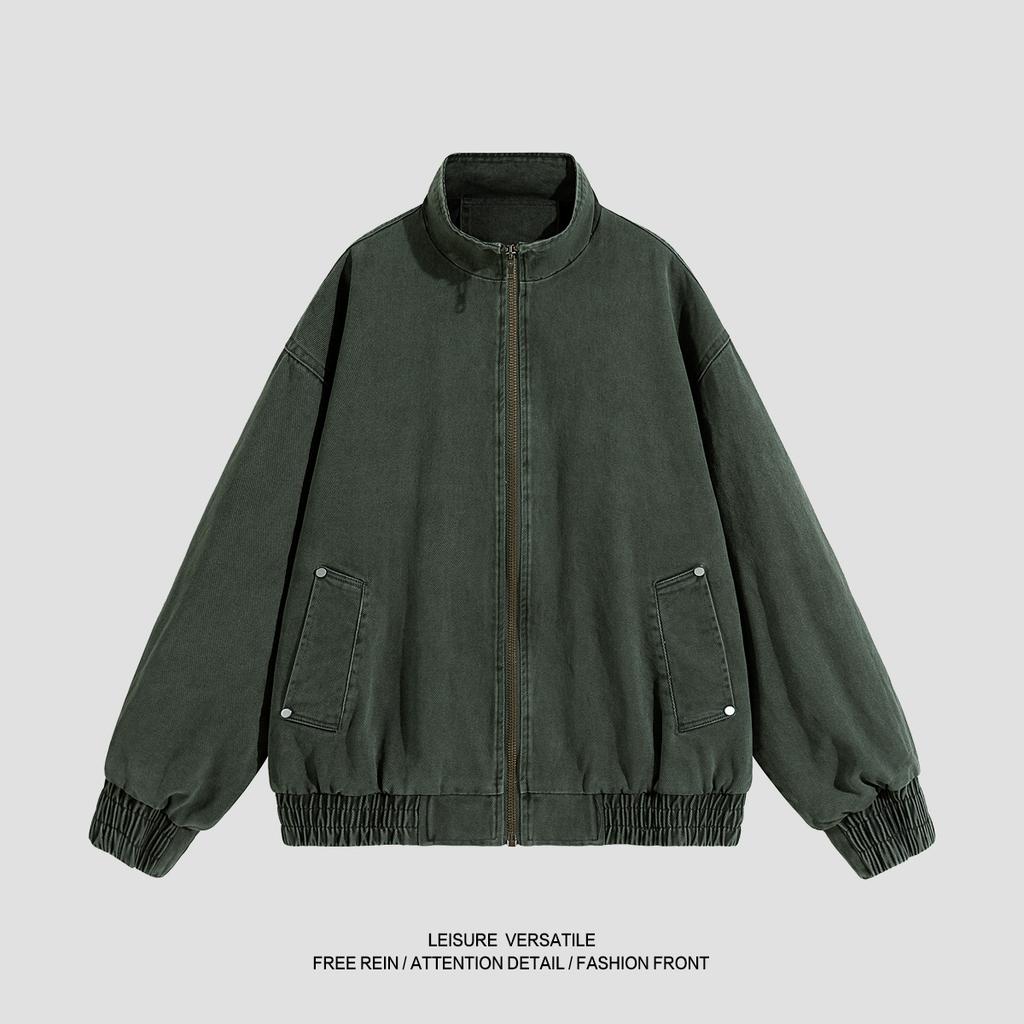 Pure Cotton Jacket for Men's New Work Jacket American-style Washing and Old Standing Collar Men's Spring and Autumn Clothing